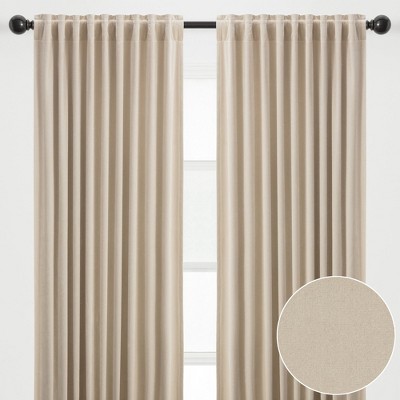 Beige Velvet Blackout Room Darkening Curtain Panels, 52" x 63"