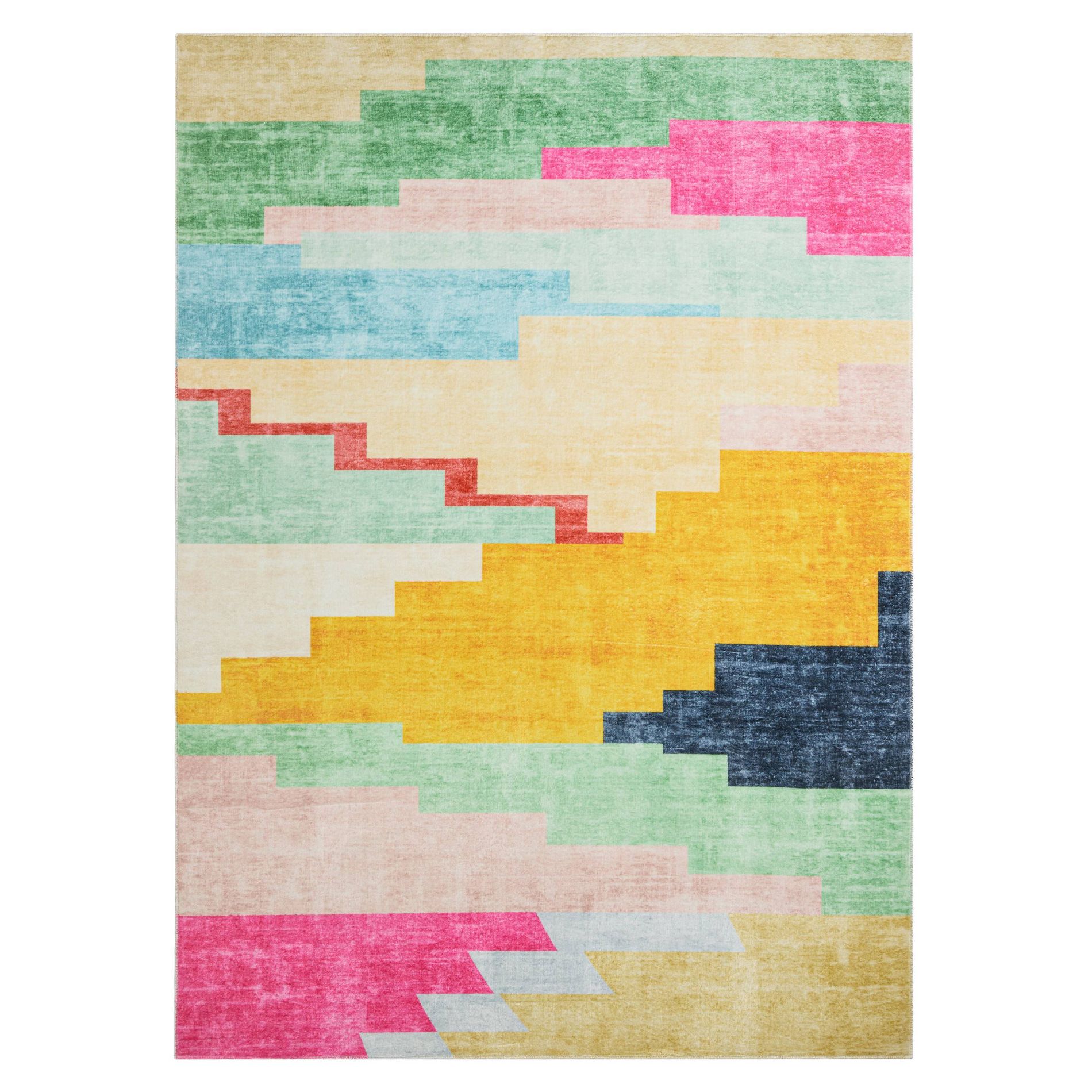 Town & Country Play 8'x10' Nara Southwest Pop Kids' Area Rug Pink: Abstract Pattern, Skid-Resistant, Machine Washable