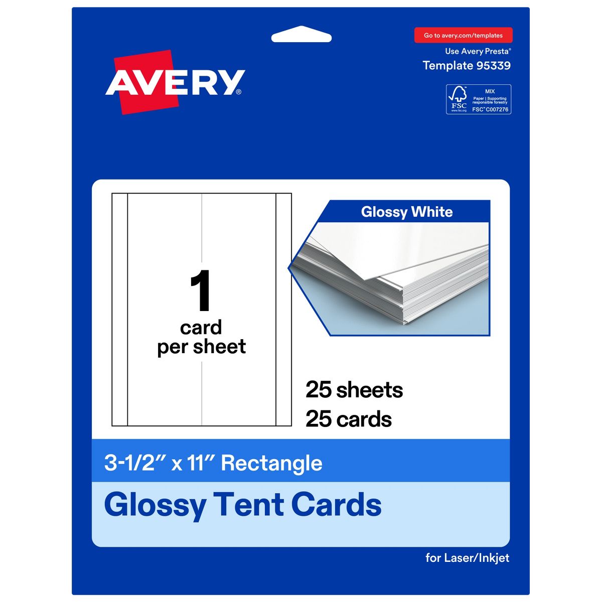 Avery Glossy White Tent Cards, 3-1/2" x 11" Rectangle - thumbnail 10