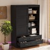 ORRD Tall Armoire Wardrobe with Hanging Rod, Barn Door, Drawers & Shelves - Bedroom Closet Storage Cabinet - 3 of 4