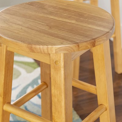 Natural Wood Backless Adjustable Kitchen Counter Stools Set of 4