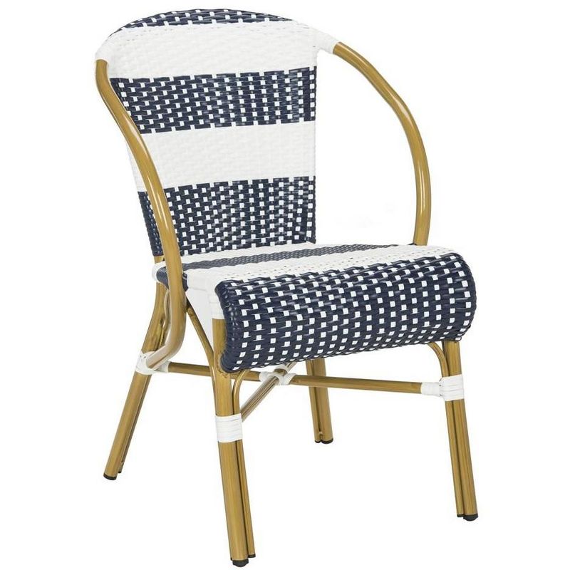 Sarita Striped French Bistro Side Chair (Set Of 2) - Navy/White - Safavieh., 4 of 9