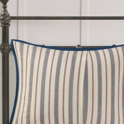 Red Cotton Twill Reversible Full Coverlet Set with Pillows