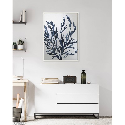White Framed Blue Ocean Coastal Canvas Wall Art, 28" x 38"