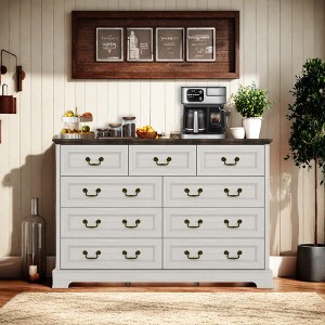 ORRD Farmhouse Style Bedroom 5 Drawer Dresser, 31.5'' Wooden Chest of Drawers with Metal Handles for Living Room, Hallway, Closet (Gray) - 1 of 4