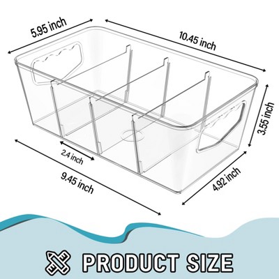 OBOKATA transparent storage box with 3 detachable partitions, adjustable according to item size, white