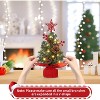 Small Christmas Tree with Top Star & Lights, Tabletop Artificial Pine Tree with Red Berries & Pine Cones - 4 of 4
