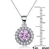 Guili Sterling Silver Rose Gold-Plated Pendant with Clear Round CZ and Small Halo in White, Green, Gold, Rose Gold, or Purple—Elegant and Refined. - 3 of 3