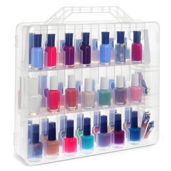 Glamlily Clear Nail Polish Caddy Holder for 48 Bottles and Nail Tools (13.78 x 13.39 x 3.15 In)