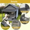 ORRD Large Outdoor Dog House with Asphalt Roof & Terrace, Solid Wood Weatherproof Kennel for Large Dogs up to 80 lbs, Includes Cleaning Mat & Bowl - 4 of 4