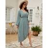 Clearlove Women's Plus Size V-Neck Long Sleeves A-Line Pleated Floor Length Formal Dress - 3 of 4