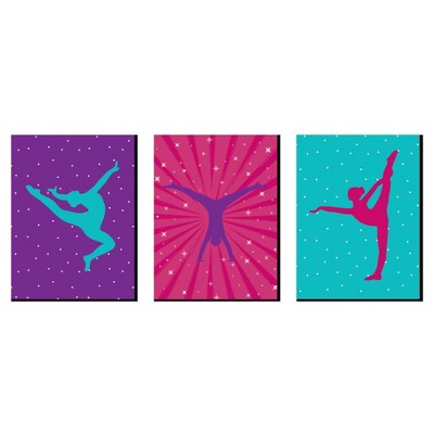 Big Dot of Happiness Tumble, Flip and Twirl - Gymnastics - Sports Themed Wall Art, Kids Room & Game Room Decor - 7.5 x 10 inches - Set of 3 Prints