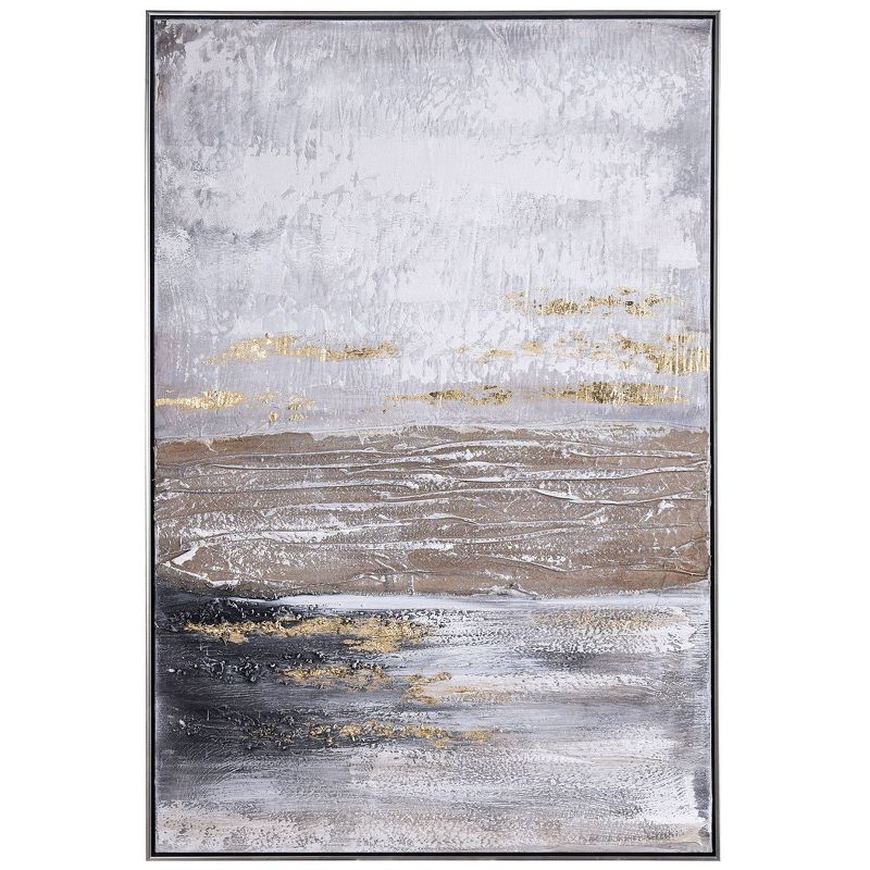 Ash Coast Abstract Hand Painted Framed Canvas Art Brown - StyleCraft, 1 of 7