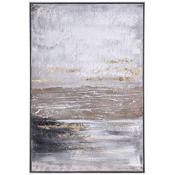 Ash Coast Abstract Hand Painted Framed Canvas Art Brown - StyleCraft