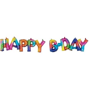 LOONBALLOON 56x10 Inch HAPPY BDAY Block Air-Fill Rainbow Phrase Balloon – Fun & Colorful Birthday Party Decoration - 1 of 1