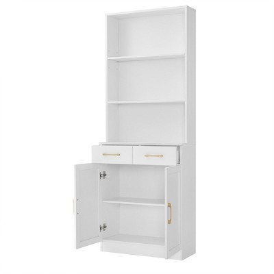 NicBex 70 Inch Tall Bathroom Storage Cabinet,Large Storage Cabinet with 2 Drawers and Open Shelves