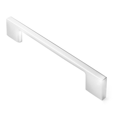 Cauldham Solid Kitchen Cabinet Pulls Handles (5" Hole Centers) - Modern Thin Profile Drawer/Door Hardware - Style M255 - Polished Chrome
