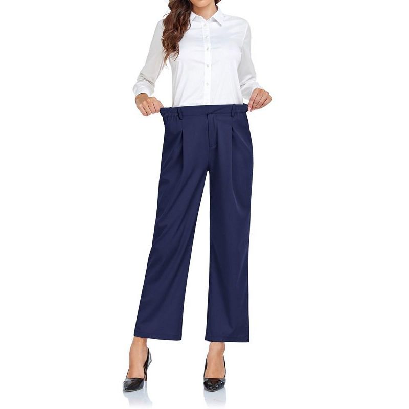 Women's Wide Leg Suit Pants Loose Fit High Elastic Waisted Business Casual Long Trousers Pant, 4 of 7