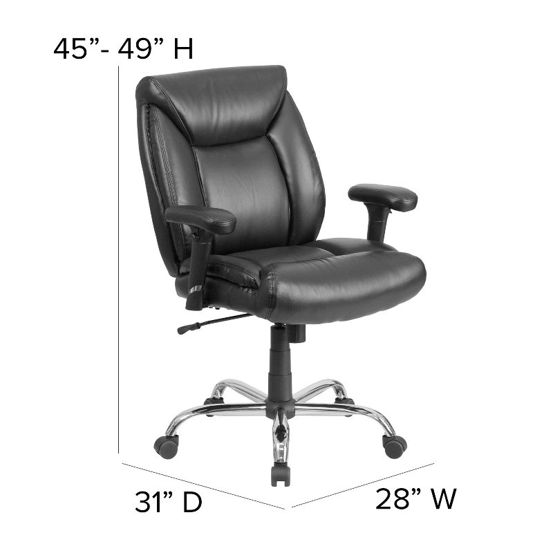 Flash Furniture HERCULES Series 24/7 Intensive Use Big & Tall 500 lb. Rated Executive Swivel Ergonomic Office Chair with Loop Arms, 5 of 15