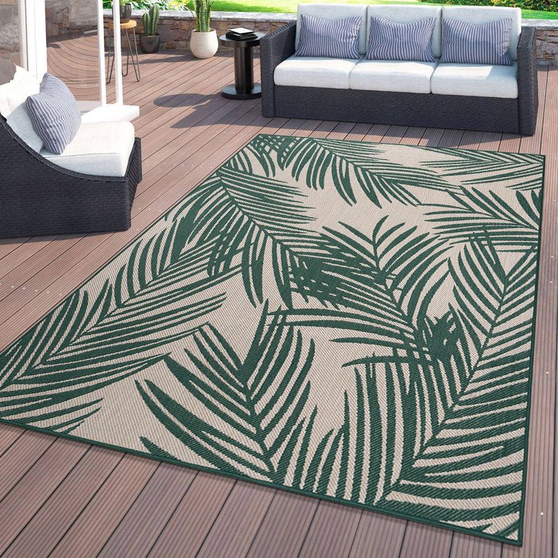 World Rug Gallery Contemporary Distressed Leaves Textured Flat Weave Indoor/Outdoor Area Rug, 3 of 18