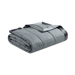 JUJABU 90"x96" Oversized Down Alternative Blanket with Satin Trim – Hypoallergenic, Moisture-Wicking - 1 of 4
