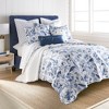Linnea Blue Floral Decorative Pillow - Levtex Home - 3 of 3