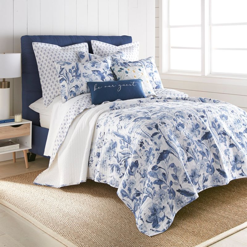 Linnea Blue Floral Decorative Pillow - Levtex Home, 3 of 4