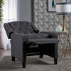 Fabric Push Back Chair with Riveted Armrests and Birch Wood Legs - 3 of 4