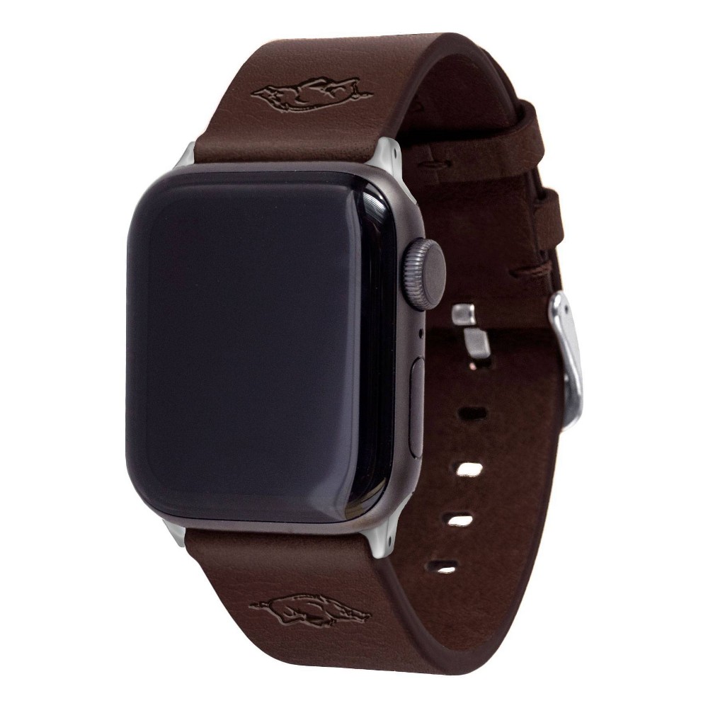 Photos - Smartwatches NCAA Arkansas Razorbacks Apple Watch Compatible Leather Band 38/40/41mm - Brown