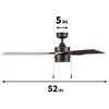 Portage Bay Madrona Indoor Home Ceiling Fan, LED Light Fixture with Quiet 3 Speed Reversible Motor and Pull Chain, 52 Inch, Bronze - 4 of 4