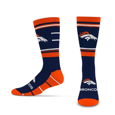 Nfl Denver Broncos Striped Running Crew Socks - L : Target