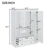 47"W 3 Shutter Door Wardrobe Clothing Armoire Closet Storage Cabinet  with 2 Drawers, Hanging Rails and Storage Shelves, White-ModernLuxe - 3 of 4