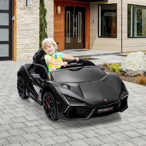 12V Kids Ride On Car with Remote Control, Battery Powered Sports Car Toy with Dual 25W Motors, Spring Suspension, Headlight, Music for Toddler 3+ - 1 of 4