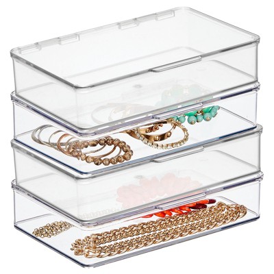 mDesign Plastic Bedroom Closet Storage Organizer Box, Hinged Lid