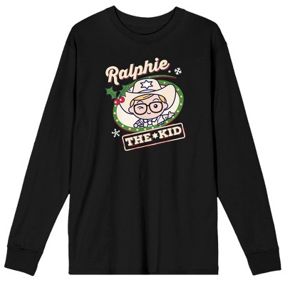A Christmas Story Ralphie the Kid Men’s Black Long Sleeve Shirt-