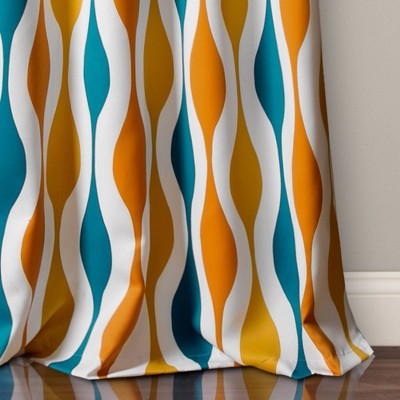 Turquoise and Orange Geometric Blackout Polyester Window Panels