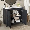 FAMYYT 36 in. Single Sink Freestanding Black Bath Vanity with White Resin Top, Adjustable Shelves, Soft Close Doors - 3 of 4