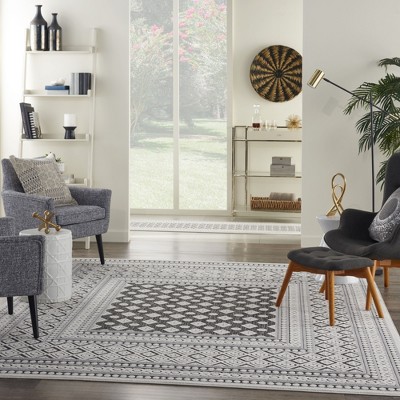 Calobra Elegance Dark Grey Hand-Knotted Synthetic Rectangular Rug
