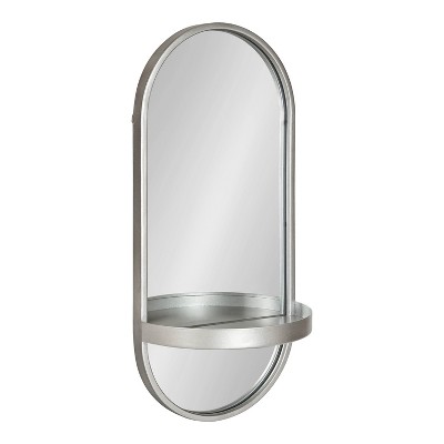 Photo 1 of 11 x 24 Estero Functional Wall Mirror Silver - Kate  Laurel All Things Decor: Modern Oval, Metal Frame, No Assembly Required