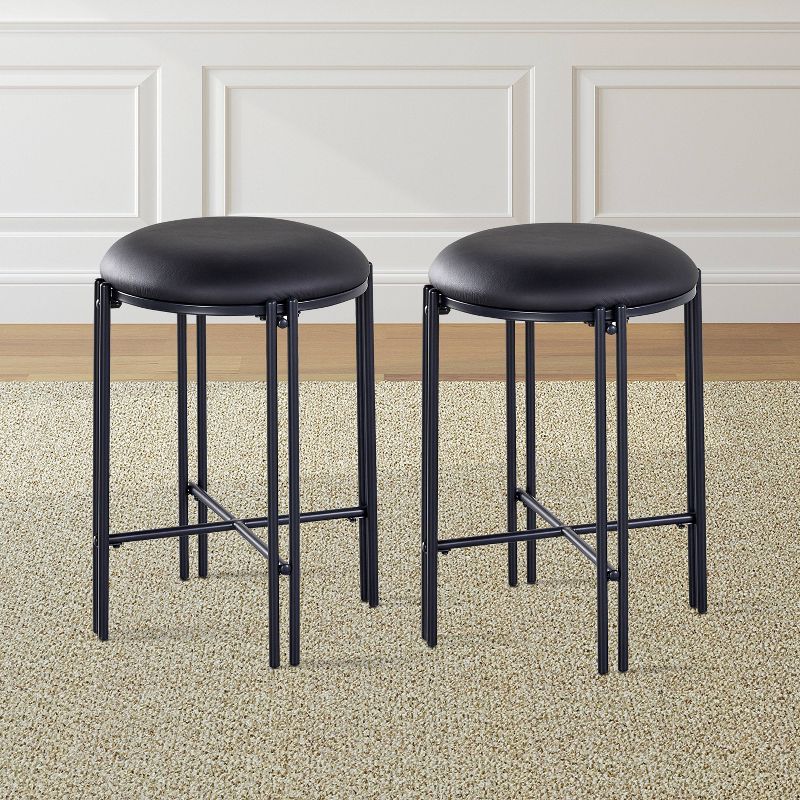 24&#34; Set of 2 Morgan Backless Round Counter Height Barstool Black - Steve Silver Co., 3 of 7
