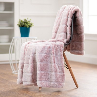 Chanasya Frost Tip Fur Throw Blanket - Reversible Mink Blanket (50x65 Inches) Rose