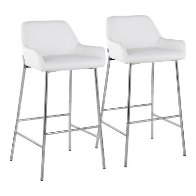 Set of 2 Daniella Metal Faux Leather Barstools - LumiSource