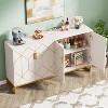 Gulches Modern 59" Sideboard Buffet Kitchen Storage Cabinet with Doors, White & Gold Accent, Metal Legs - 3 of 4