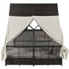 Oris PE Rattan Outdoor Daybed Patio Lounge Bed with Adjustable Backrest, Curtains and 4 Pillows, Outdoor Furniture - Maison Boucle - image 3 of 4