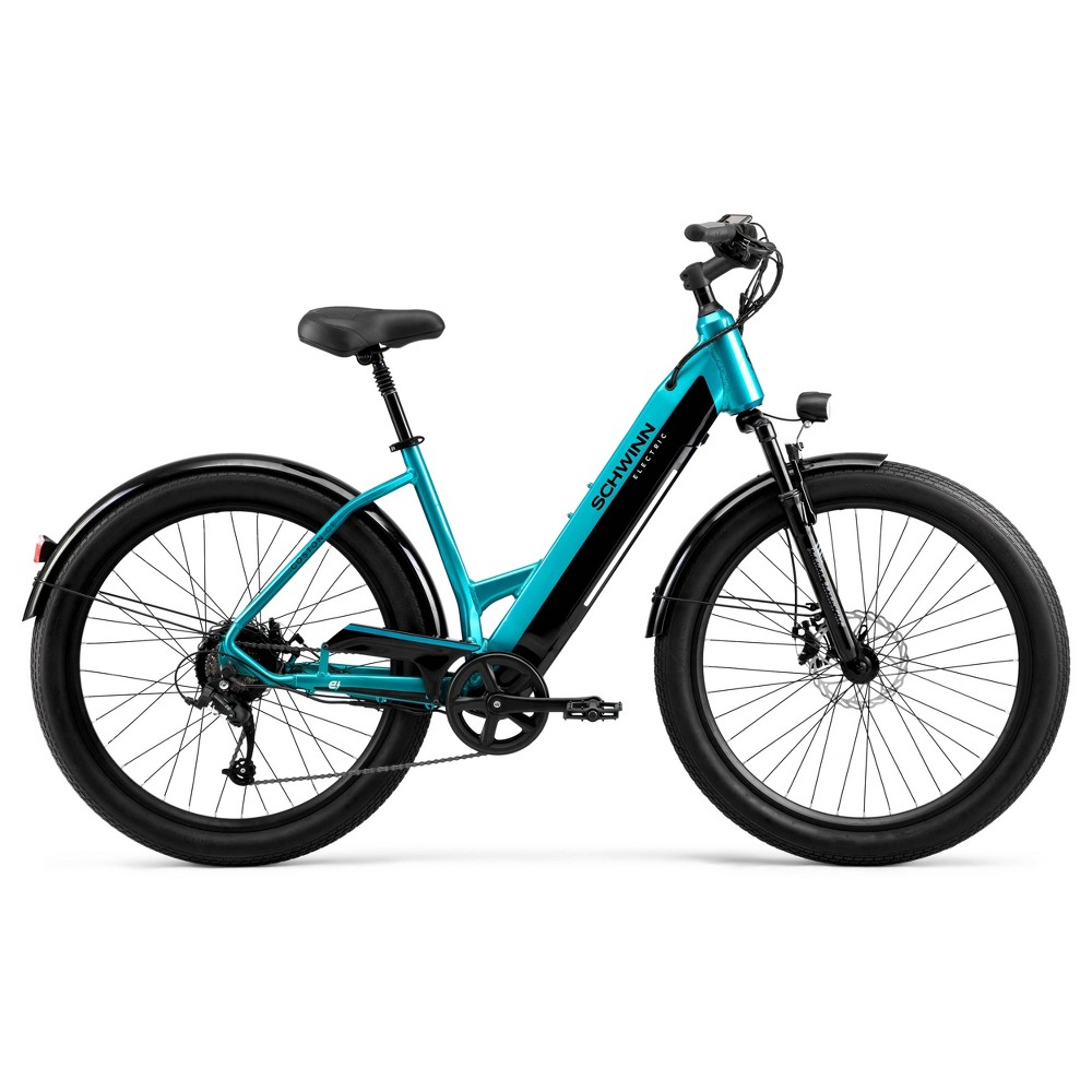 Schwinn Adult Coston CE 27.5" Step Through Hybrid Electric Bike - Teal S/M