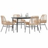 vidaXL Patio Dining Set with Cushions Outdoor Dining Furniture Poly Rattan Glass - Brown 55.1" x 27.6" x 29.1" 4 Items - 2 of 4