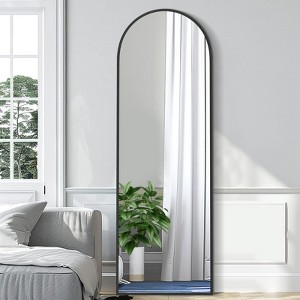 PexFix 23 in W x 67 in H Oversized Arch Wood Full Length Black Wall Mounted Standing Mirror Floor Mirror - 1 of 4