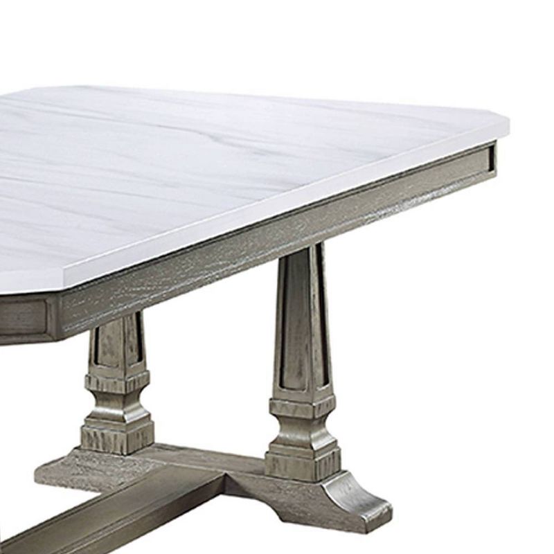 71&#34; Zumala Dining Table Marble/Weathered Oak Finish - Acme Furniture, 6 of 7