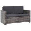 VidaXL 2 Piece Patio Lounge Set with Cushions Poly Rattan Gray - 4 of 4