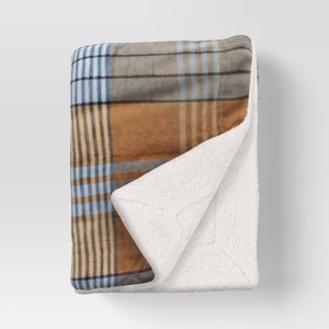 Printed Plush Throw with Faux Shearling Reverse - Threshold™ - 1 of 4